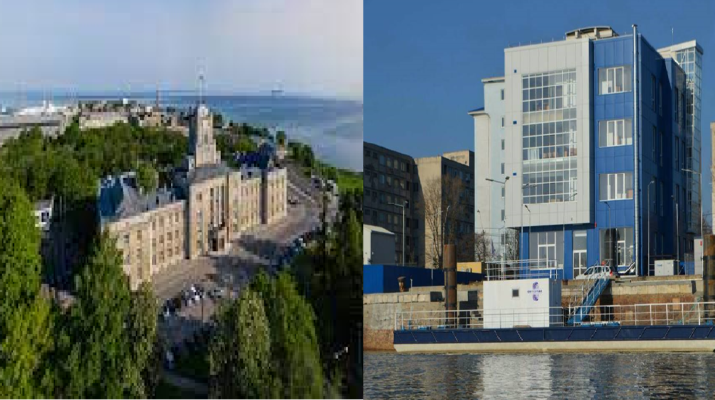 drt - sediul CERONAV, Galați stg - sediul Școala Nautică Estoniană